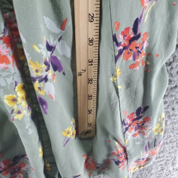 Mimi & Daphne Dress Womens Small Green Floral Button-Up 100% Viscose 3/4 Sleeves - Picture 4 of 8